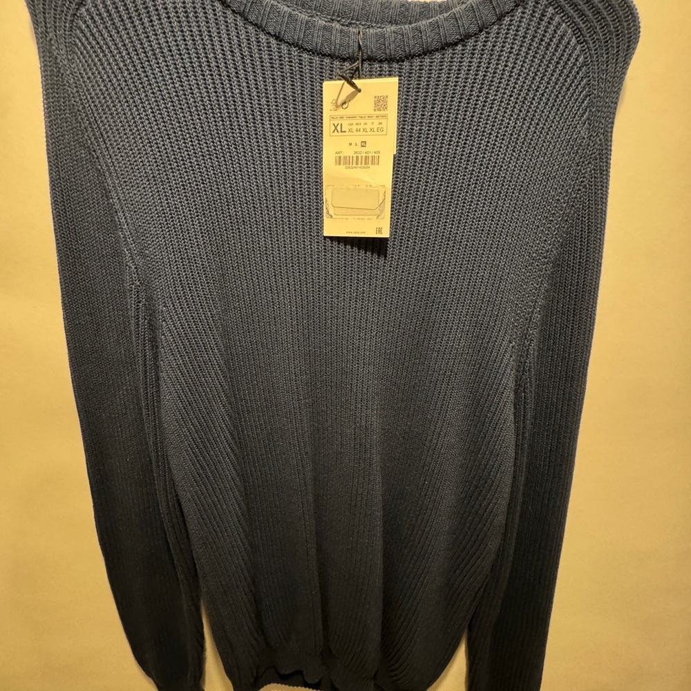 Zara Navy Crew Neck Sweater